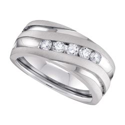 1.02 CTW Mens Diamond Wedding Anniversary Ring 10KT White Gold - REF-187Y4X