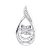 Image 1 : 0.06 CTW Diamond Solitaire Teardrop Pendant 10KT White Gold - REF-13N4F