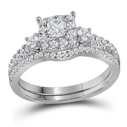 0.88 CTW Princess Diamond Bridal Engagement Ring 14k White Gold - REF-104M9H