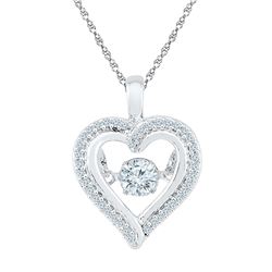 0.25 CTW Moving Twinkle Diamond Heart Outline Pendant 10KT White Gold - REF-30F2N