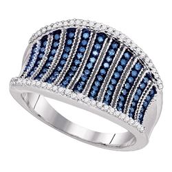 0.45 CTW Blue Color Diamond Cocktail Concave Ring 10KT White Gold - REF-52F4N