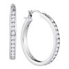 Image 1 : 1.03 CTW Diamond Hoop Snap-down Post Earrings 14KT White Gold - REF-119M9H