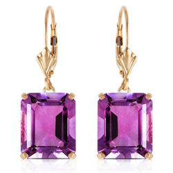 Genuine 13 ctw Amethyst Earrings Jewelry 14KT Yellow Gold - REF-54W2Y