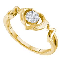 0.10 CTW Diamond Mom Mother Ring 10KT Yellow Gold - REF-18H2M