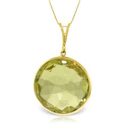 Genuine 17 ctw Quartz Lemon Necklace Jewelry 14KT Yellow Gold - REF-44R4P