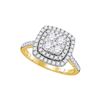 Image 1 : 1 CTW Diamond Square Double Halo Cluster Ring 14KT Yellow Gold - REF-97X4Y