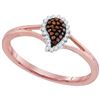 Image 1 : 0.10 CTW Red Color Diamond Teardrop Cluster Ring 10KT Rose Gold - REF-16X4Y