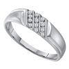 Image 1 : 0.12 CTW Mens Channel-set Diamond Diagonal Triple Row Ring 10KT White Gold - REF-10H5M