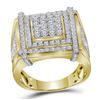 Image 1 : 2.7 CTW Mens Diamond Square Cluster Ring 10KT Yellow Gold - REF-179F9N