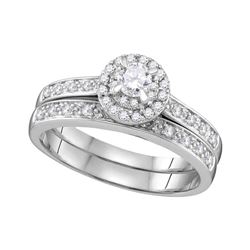 0.50 CTW Diamond Halo Bridal Engagement Ring 14k White Gold - REF-64H4M