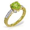 Image 1 : Genuine 1.80 ctw Peridot & Diamond Ring Jewelry 14KT Yellow Gold - REF-98P3H