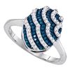 Image 1 : 0.33 CTW Blue Color Diamond Oval Cluster Ring 10KT White Gold - REF-24Y2X