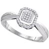 Image 1 : 0.10 CTW Diamond Square Cluster Tapered Shank Ring 10KT White Gold - REF-18W2K