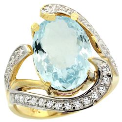 Natural 6.24 ctw aquamarine & Diamond Engagement Ring 14K Yellow Gold - REF-164R7Z