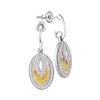 Image 1 : 0.33 CTW Yellow Color Diamond Oval Dangle Earrings 10KT White Gold - REF-32M9H