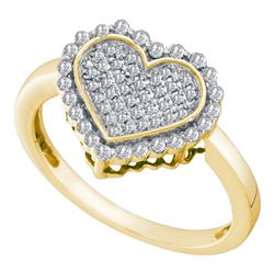 0.29 CTW Diamond Heart Ring 10KT Yellow Gold - REF-26W9K