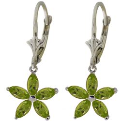 Genuine 2.8 ctw Peridot Earrings Jewelry 14KT White Gold - REF-46K7V