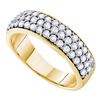 Image 1 : 1 CTW Pave-set Diamond Triple Row Wedding Ring 10KT Yellow Gold - REF-82W4K