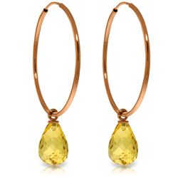 Genuine 4.5 ctw Citrine Earrings Jewelry 14KT Rose Gold - REF-26A2K