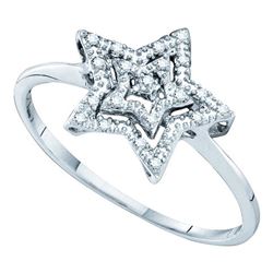 0.05 CTW Diamond Star Ring 10KT White Gold - REF-8Y9X