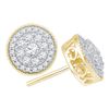Image 1 : 0.50 CTW Diamond Flower Cluster Earrings 10KT Yellow Gold - REF-49H5M