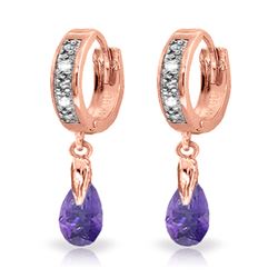 Genuine 1.37 ctw Amethyst & Diamond Earrings Jewelry 14KT Rose Gold - REF-34A3K