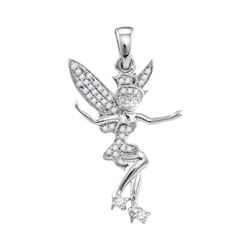 0.25 CTW Diamond Tinkerbell Fairy Sprite Pendant 10KT White Gold - REF-18Y2X