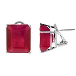 Genuine 15 ctw Ruby Earrings Jewelry 14KT White Gold - REF-117H6X