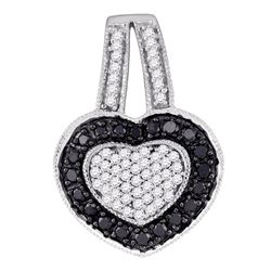 0.51 CTW Black Color Diamond Heart Pendant 10KT White Gold - REF-22H4M