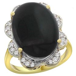 Natural 6.43 ctw onyx & Diamond Engagement Ring 14K Yellow Gold - REF-106M8H