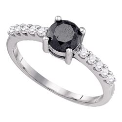 0.99 CTW Black Color Diamond Solitaire Bridal Ring 10KT White Gold - REF-30N2F