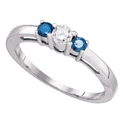 0.37 CTW Blue Diamond 3-stone Bridal Engagement Ring 10KT White Gold - REF-32X9Y