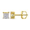 Image 1 : 0.15 CTW Diamond Square Cluster Stud Earrings 10KT Yellow Gold - REF-13H4M