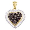 Image 1 : 1 CTW Cognac-brown Color Diamond Heart Cluster Pendant 10KT Yellow Gold - REF-40M4H