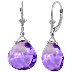 Genuine 17 ctw Amethyst Earrings Jewelry 14KT White Gold - REF-38F2Z