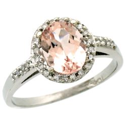 Natural 1.24 ctw Morganite & Diamond Engagement Ring 10K White Gold - REF-31R5Z