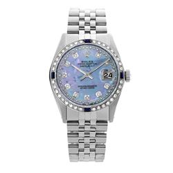 Rolex Pre-owned 36mm Mens String Blue MOP Stainless Steel - REF-580K3X