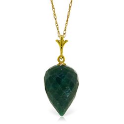 Genuine 12.9 ctw Green Sapphire Corundum Necklace Jewelry 14KT Yellow Gold - REF-22R2P