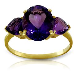 Genuine 4 ctw Amethyst Ring Jewelry 14KT Yellow Gold - REF-38T5A