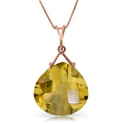 Genuine 8.5 ctw Citrine Necklace Jewelry 14KT Rose Gold - REF-26R9P