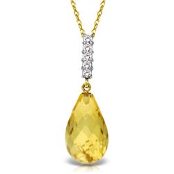 Genuine 5.08 ctw Citrine & Diamond Necklace Jewelry 14KT Yellow Gold - REF-29K2V