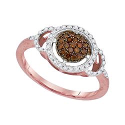 0.33 CTW Red Color Diamond Circle Cluster Ring 10KT Rose Gold - REF-25N4F