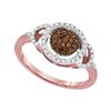 Image 1 : 0.33 CTW Red Color Diamond Circle Cluster Ring 10KT Rose Gold - REF-25N4F