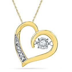 0.04 CTW Diamond Heart Love Twinkle Moving Pendant 10KT Yellow Gold - REF-12X8Y