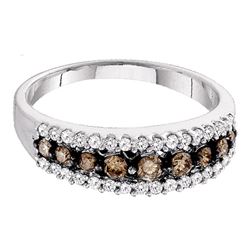 0.50 CTW Cognac-brown Color Diamond Ring 10KT White Gold - REF-22Y4X