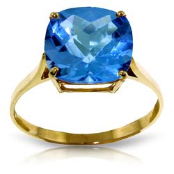 Genuine 3.6 ctw Blue Topaz Ring Jewelry 14KT Yellow Gold - REF-34P7H