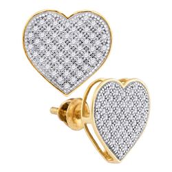 0.33 CTW Diamond Heart Screwback Earrings 10KT Yellow Gold - REF-24M2H