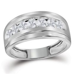 0.96 CTW Mens Diamond Wedding Ring 10KT White Gold - REF-82H4M