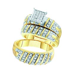 0.50 CTW His & Hers Diamond Matching Bridal Ring 10KT Yellow Gold - REF-71M9H