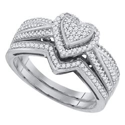 0.40 CTW Diamond Heart Bridal Engagement Ring 10KT White Gold - REF-44Y9X